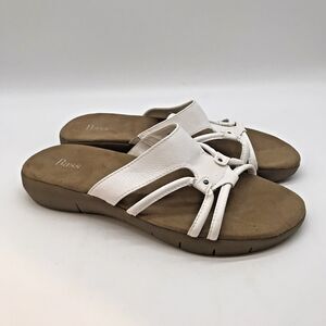 Bass Larissa Strappy Slip-On Sandals Women's 9M White Gum Sole Comfort Slides